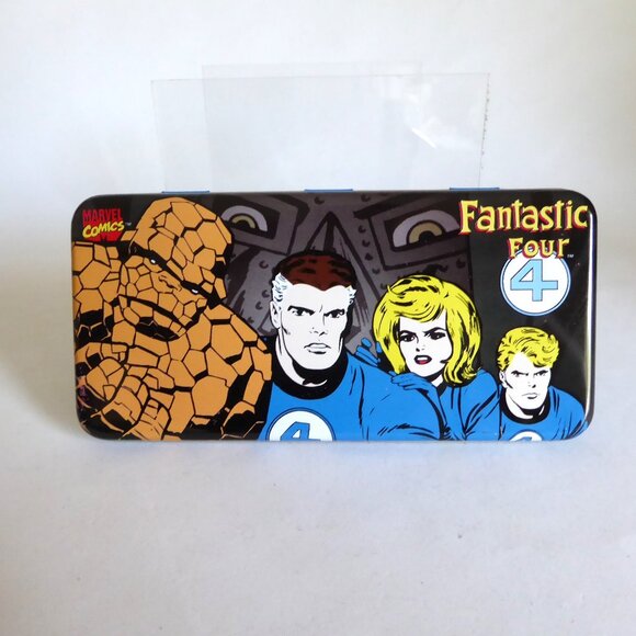 VINTAGE NEW 1998 MARVEL COMICS FANTASTIC FOUR 4 TIN CONTAINER PENCIL PEN CASE - Picture 1 of 10